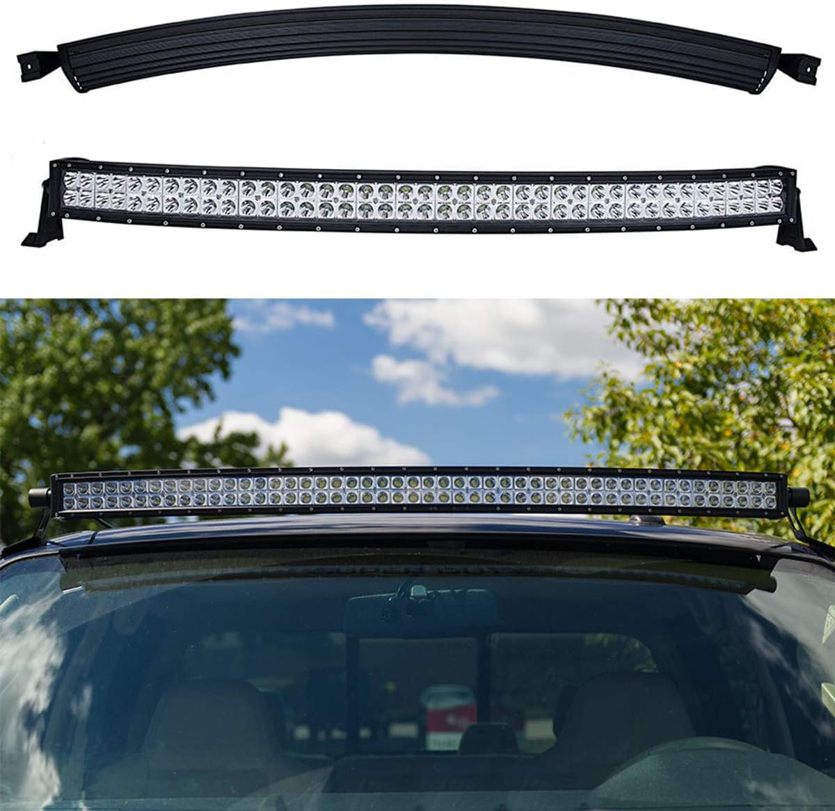 50 inch Curved LED Light Bar 288W Double Spot Flood Combo Work Lightbar with Mounting Bracket U95582