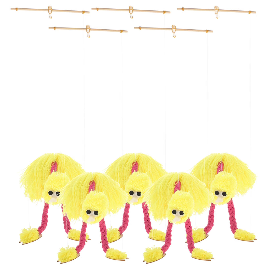 5PCS Pull String Plush Ostrich Marionette Toy (Yellow) W69789