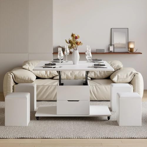White Lift Top Coffee Table with Hidden Storage R45529