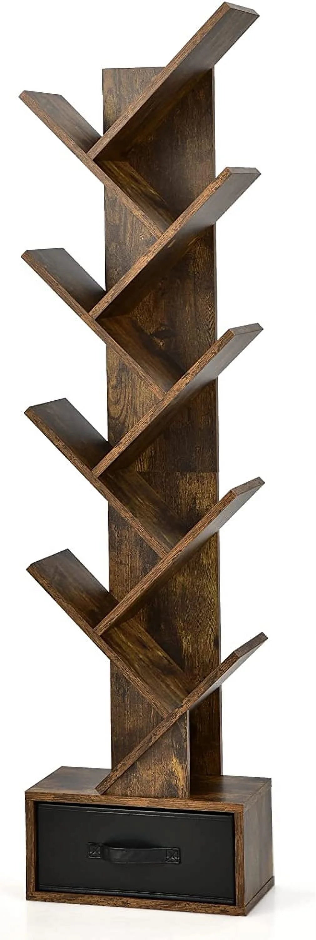 10 Shelf Wooden Bookshelf with Drawer S19371