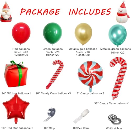149PCS Red Green Gold Balloon Garland Arch Kit H462173