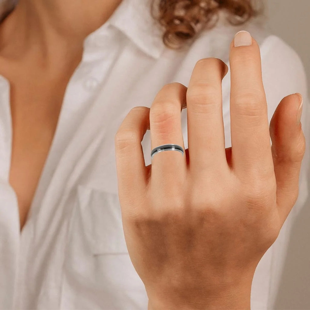 Black Titanium Wedding Band in 950 Platinum O280969