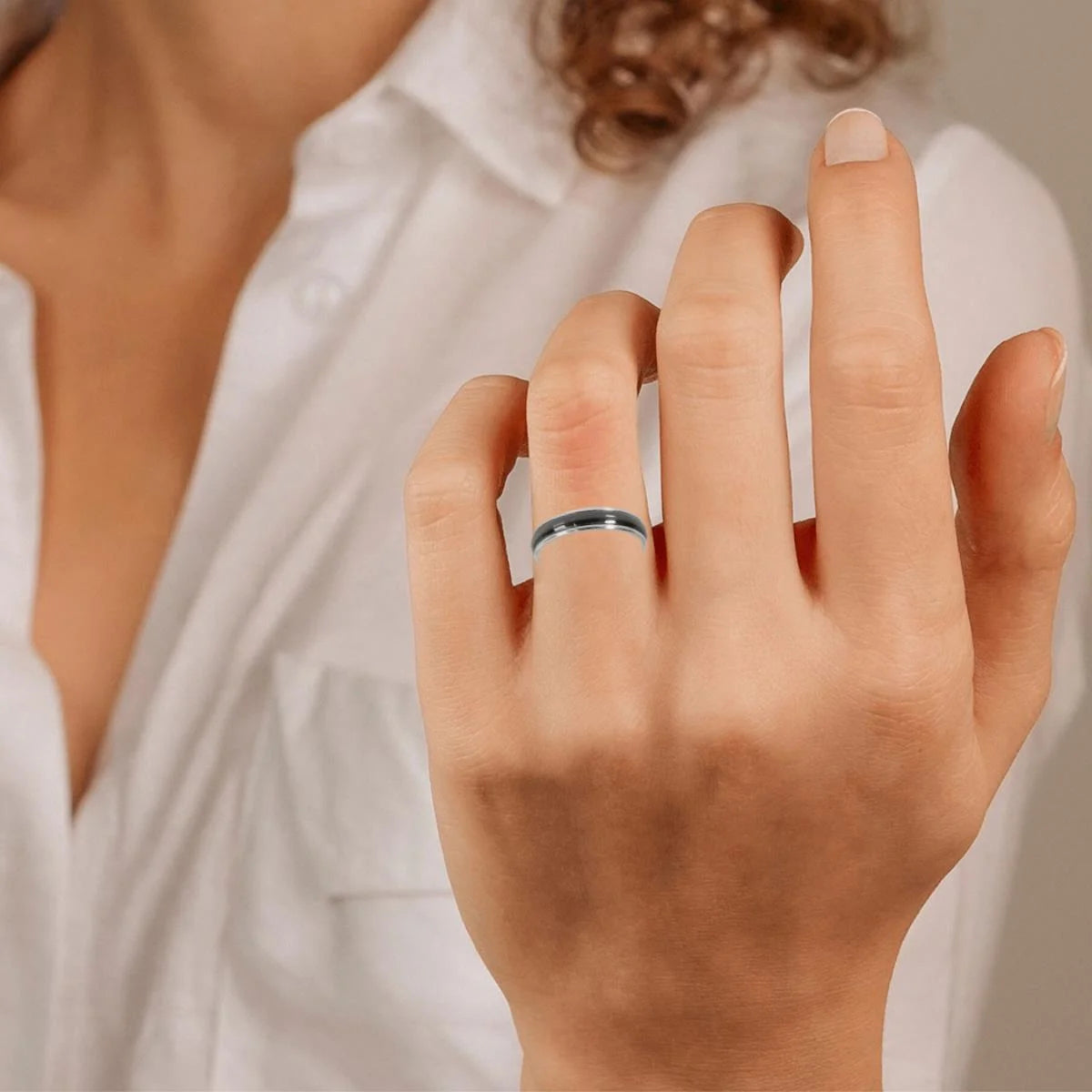 Black Titanium Wedding Band in 950 Platinum O280969