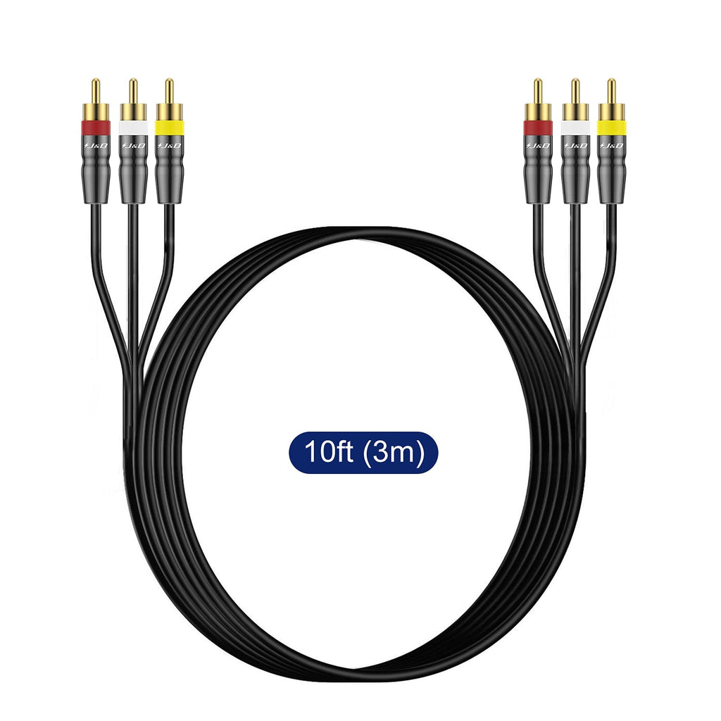 3RCA to 3RCA Cable, Gold Plated RCA Cable, 10 Feet K41971