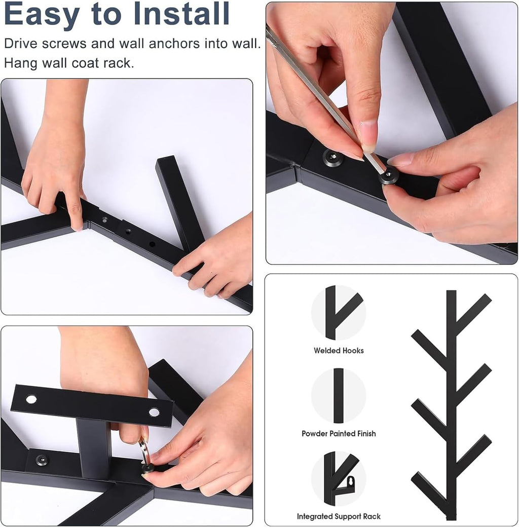2 Pack Matte Black Metal Coat Rack K308930