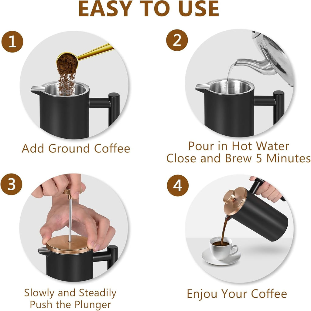 50 Ounce Double-Wall Insulated Stainless Steel French Press Y415261