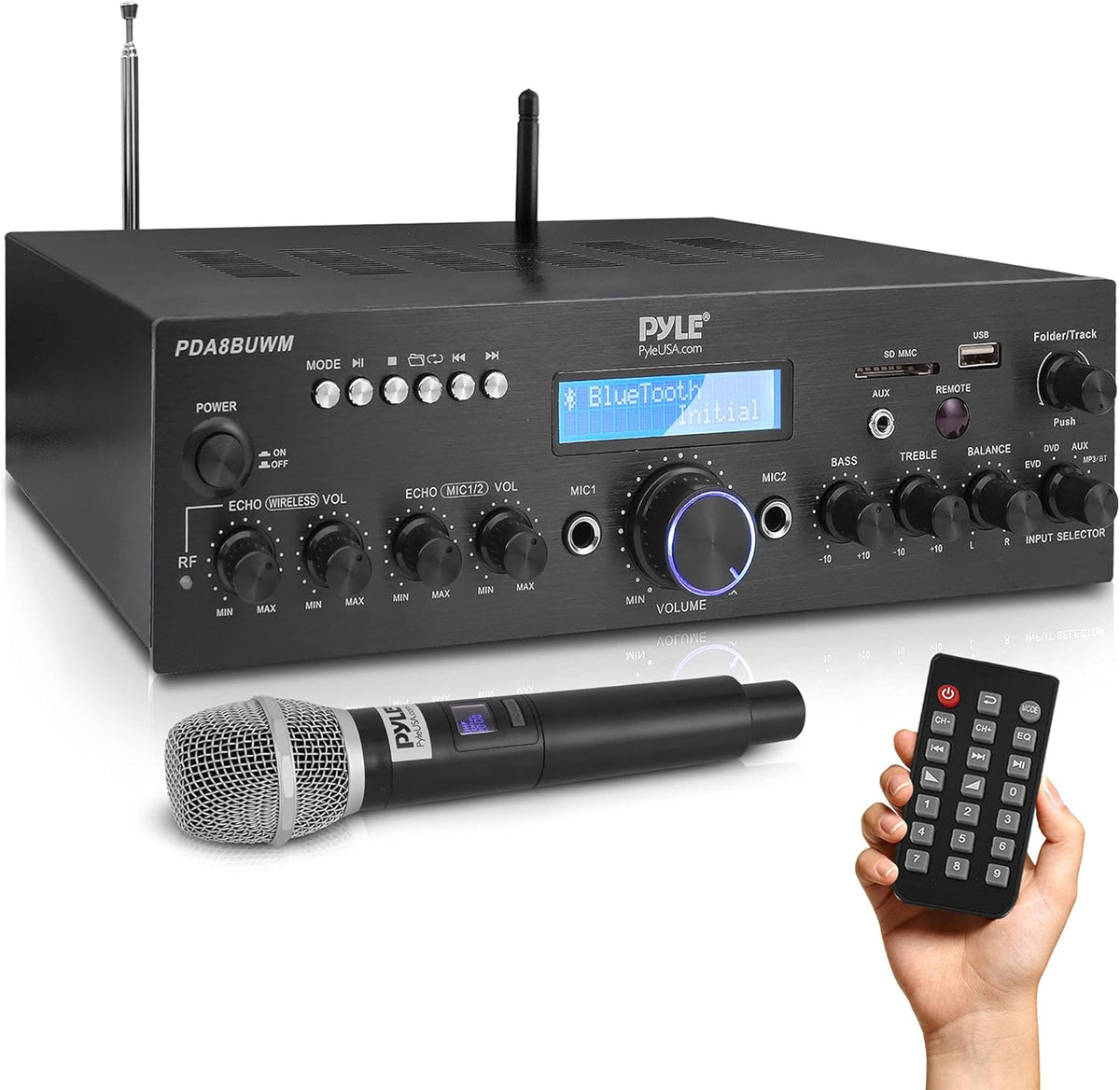 200W Dual Channel Wireless Microphone Power Amplifier System U980