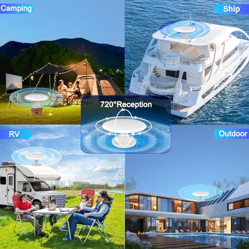 720° Long Range Omni Directional Digital HD TV Antenna with Signal Booster and 35ft Cable M880