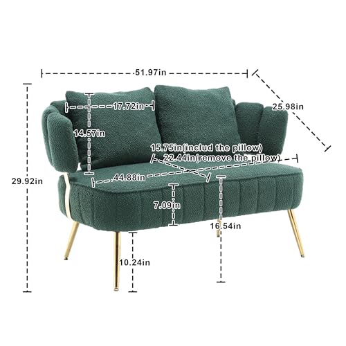 Beige Polyester 2-Seater Loveseat Sofa with Pillow W555642