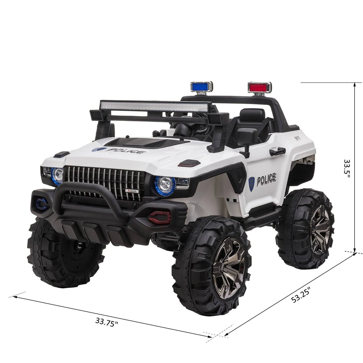 Red 12V Kids Electric 2-Seater Ride on Police Car SUV Truck Toy with Parental Remote Control Z561429
