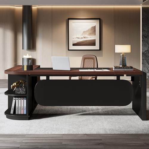 80'' L-Shaped Desk with Drawers Cabinet and Storage Shelves S240933