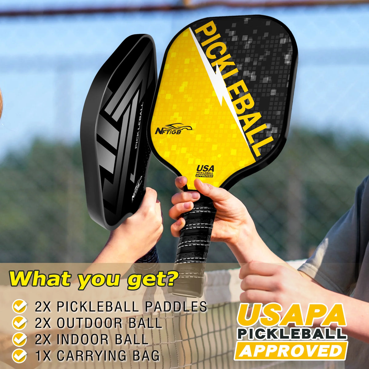 USAPA Approved Fiberglass Pickleball Set of 2 S9012