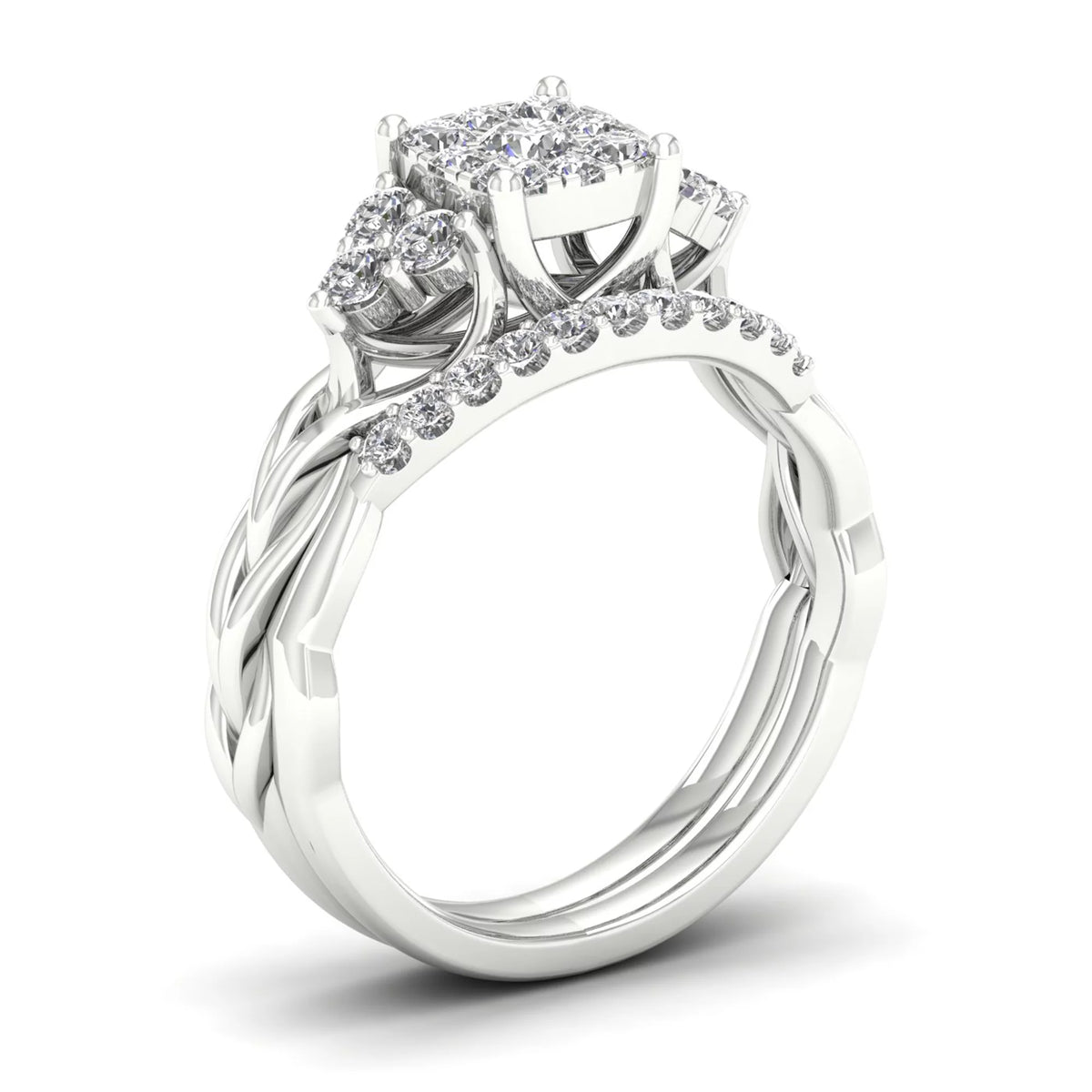 Diamond 10K White Gold Bridal Ring Set Q576051