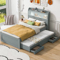 Gray Wood Twin XL Platform Bed with Storage and Drawers V875882
