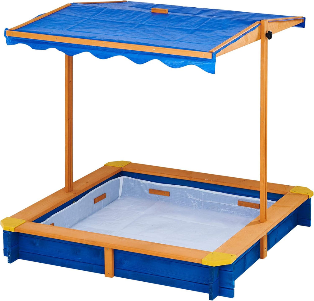 Wooden Outdoor Kids Sandbox with Canopy L408304
