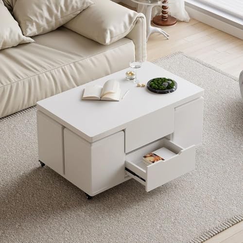 White Lift Top Coffee Table with Hidden Storage R45529