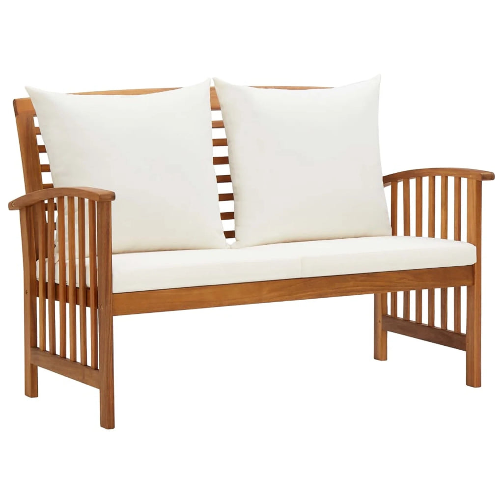 2 Piece Acacia Wood Outdoor Lounge Set with Cream Cushions H24568