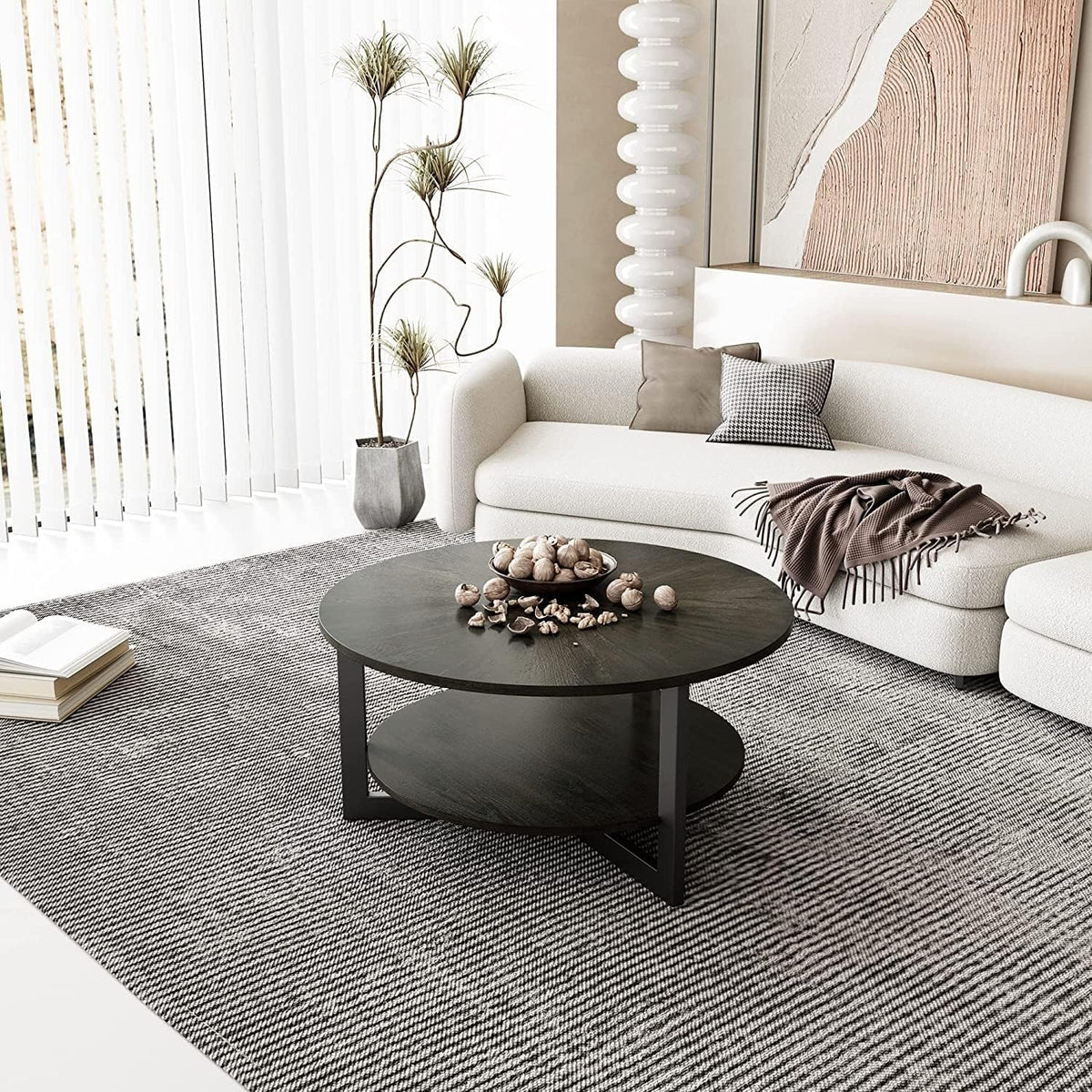 Rustic Wood Round Coffee Table N7446