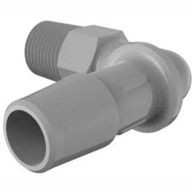 1/8-28 BSP to 3/8x22 Barbed Elbow, Gray Kynar U9216