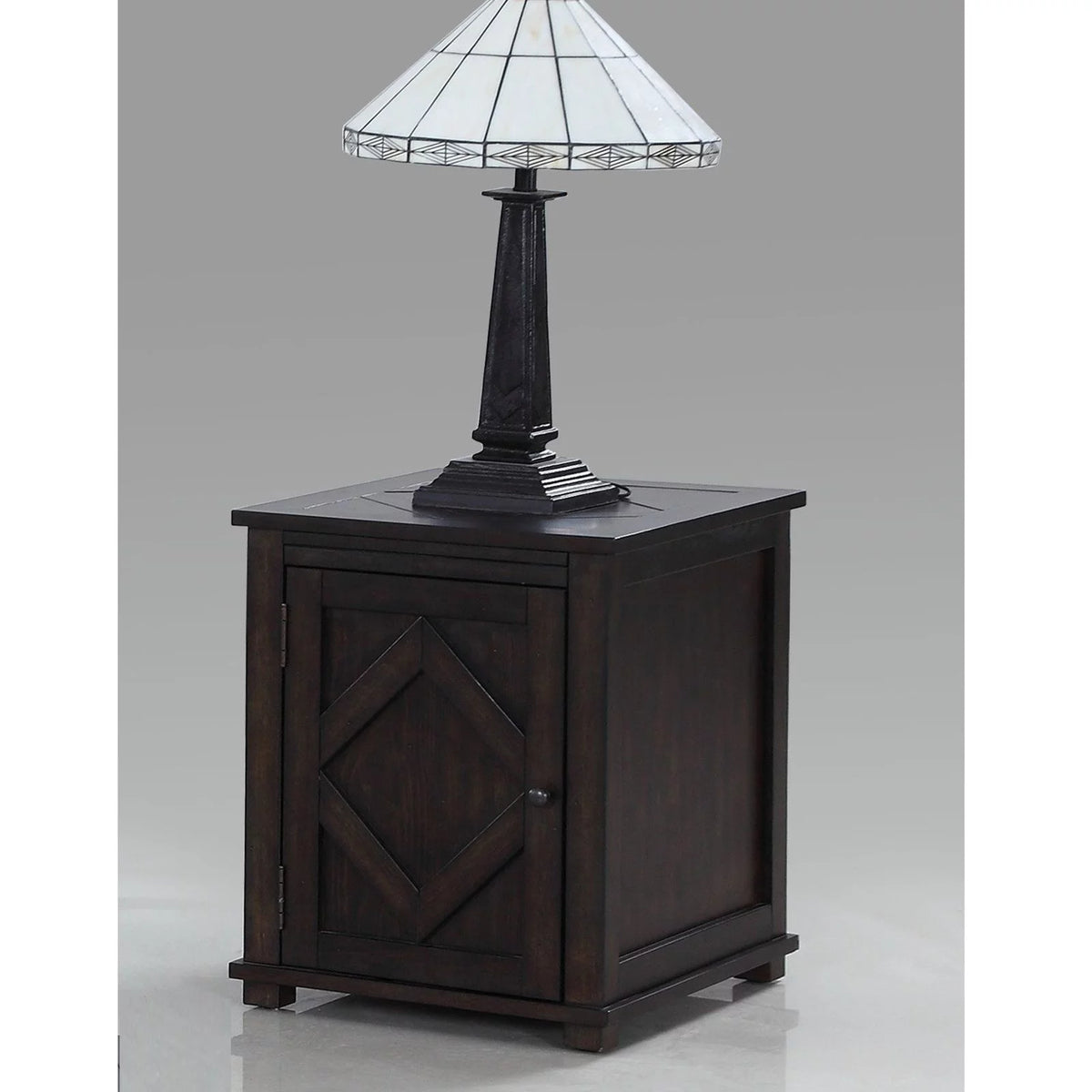 18" Square Wood Chairside Cabinet Dark Pine Brown J34685