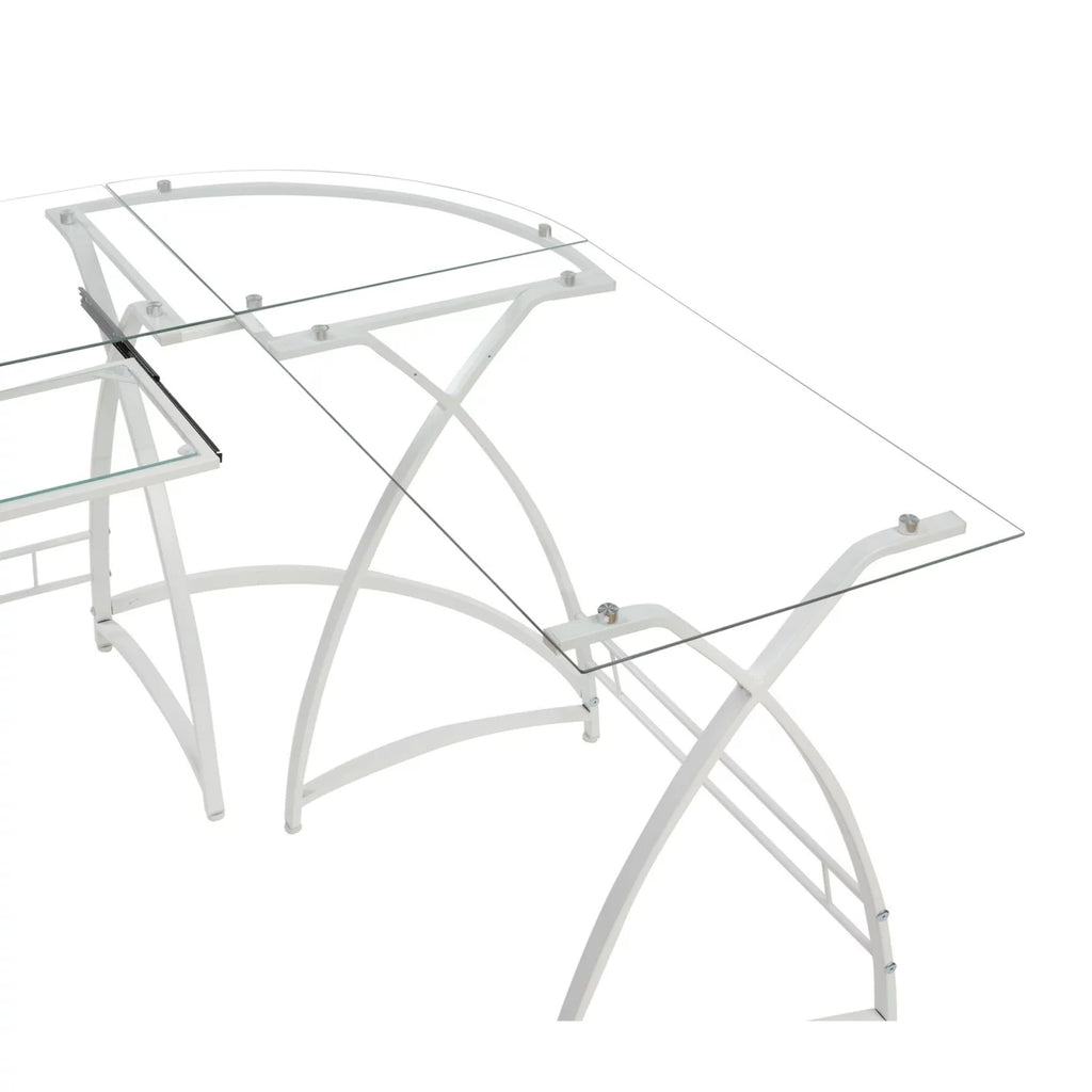 L Shape Computer Desk with CPU Holder and Casters, White H859