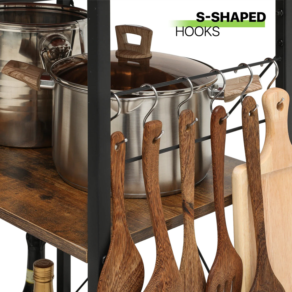 Brown 6 Shelves Kitchen Bakers Rack L116793
