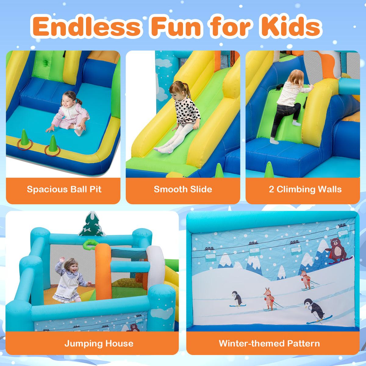 7-in-1 Kids Inflatable Bounce Castle B57747