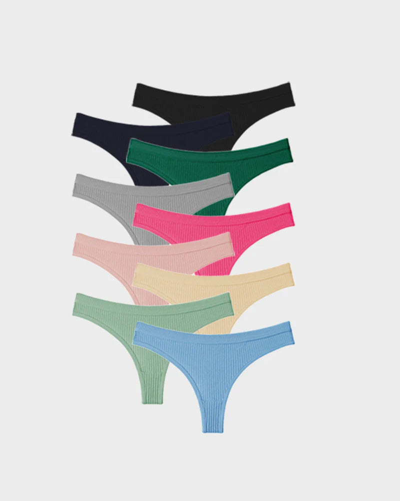 Low-Rise Cotton Thong Panty 9 Pack J5000