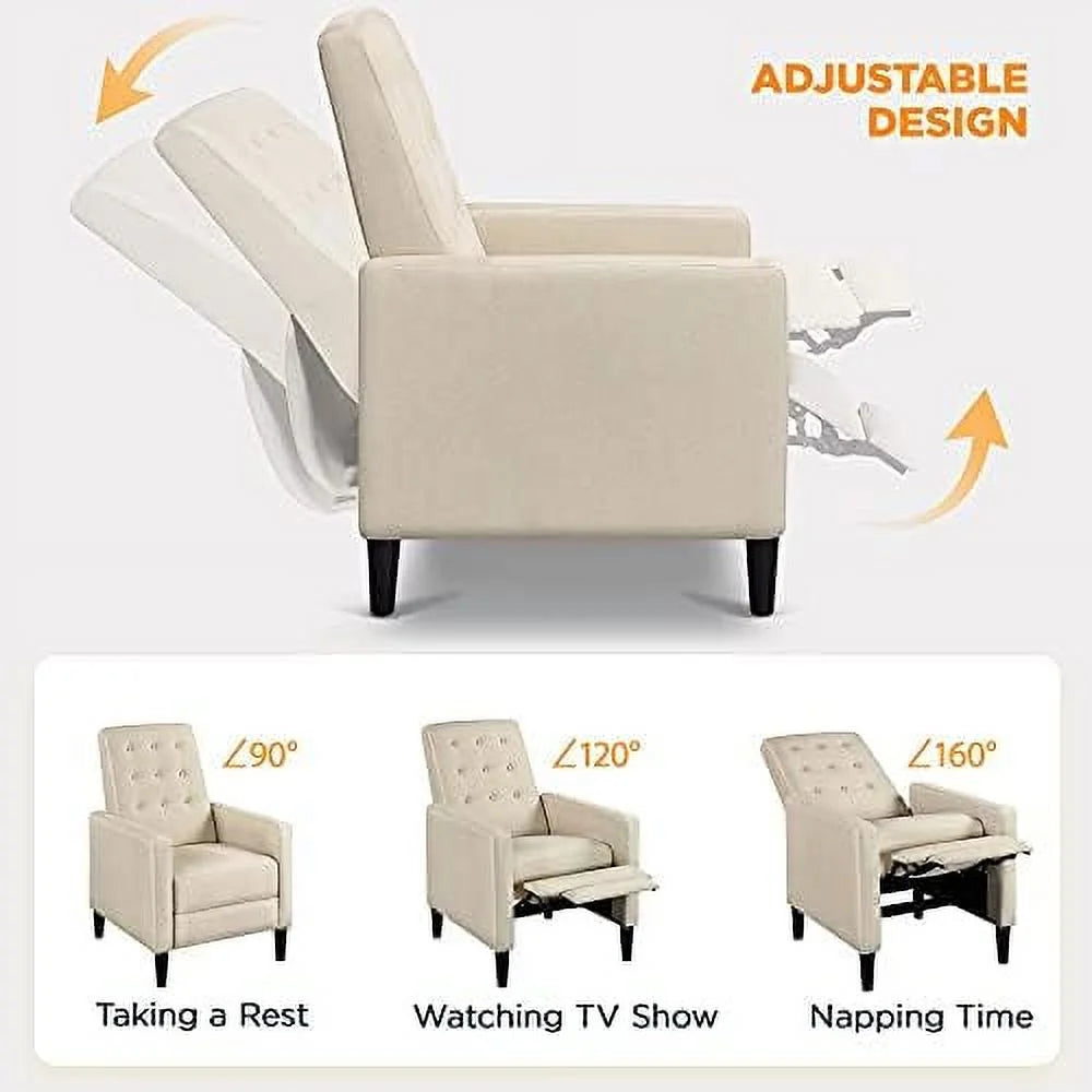 Fabric Recliner Chair with Thicker Seat Cushion Pocket Spring J615