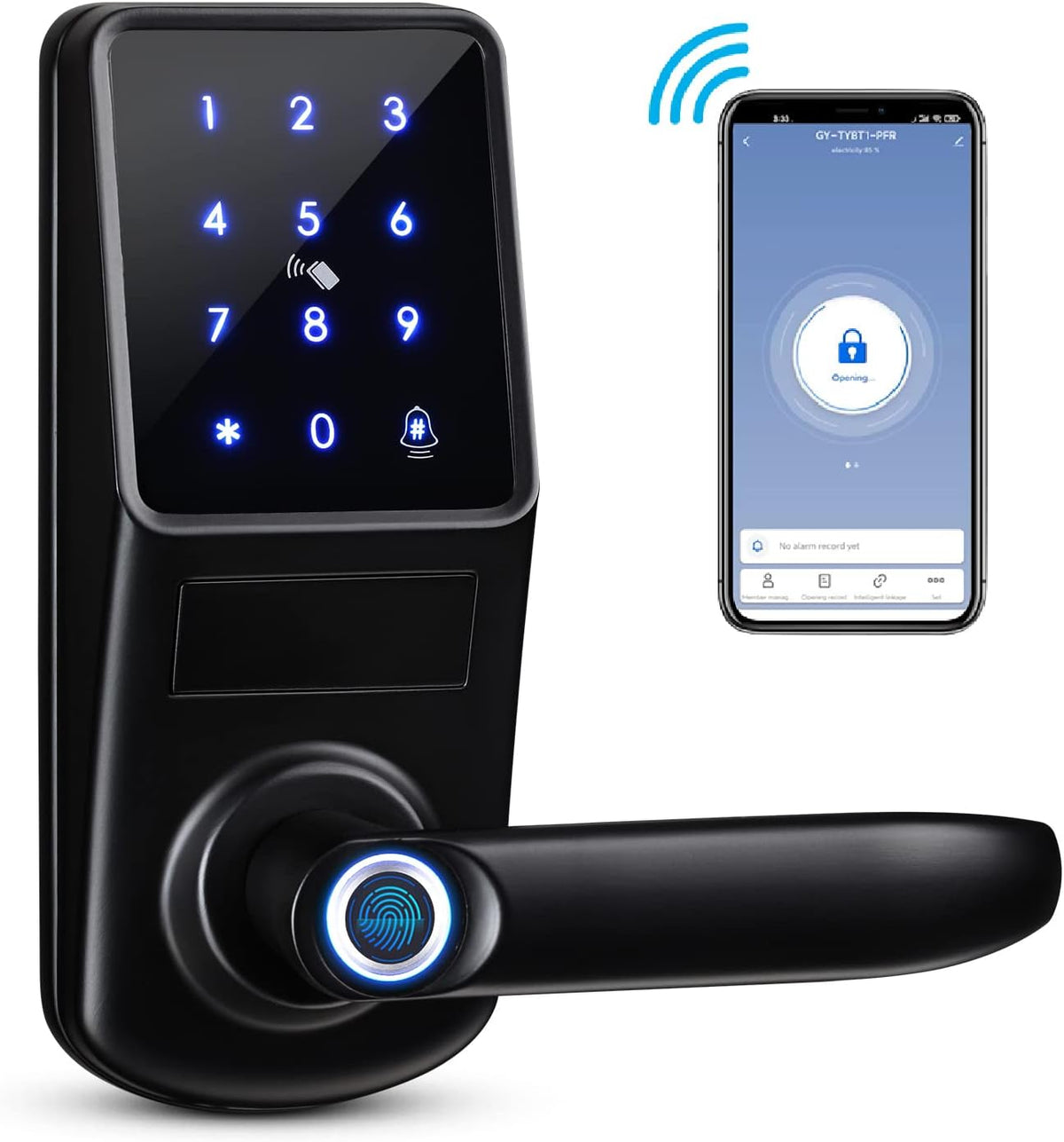Smart Fingerprint Door Lock with Reversible Handle, Satin Nickel V588449