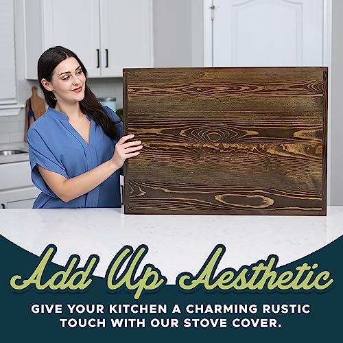 Noodle Board Stove Covers with Built-in Handles, Durable Extra Thick Pine Wood Handmade Cookware F992