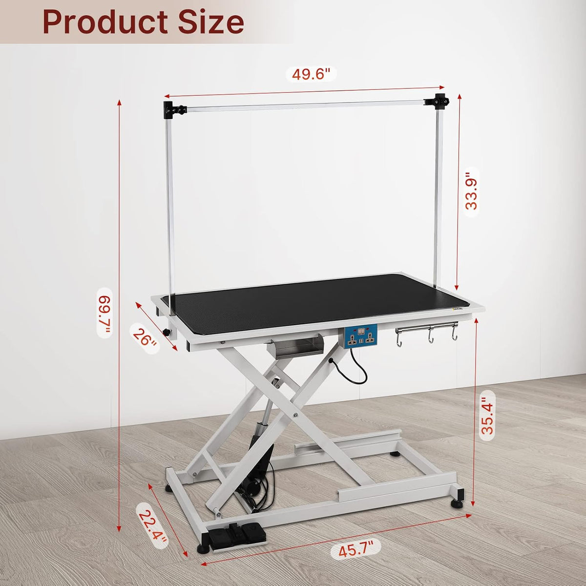 Hydraulic Electric Lift Pet Grooming Table with Adjustable H-Shape Arms X2284