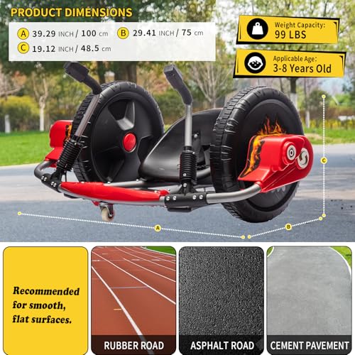 Electric Drift Kart with 16" Large Tyres, 360° Swivel Capability, Dual Lever Steering, 12V Ride On Toys (Red) P835423