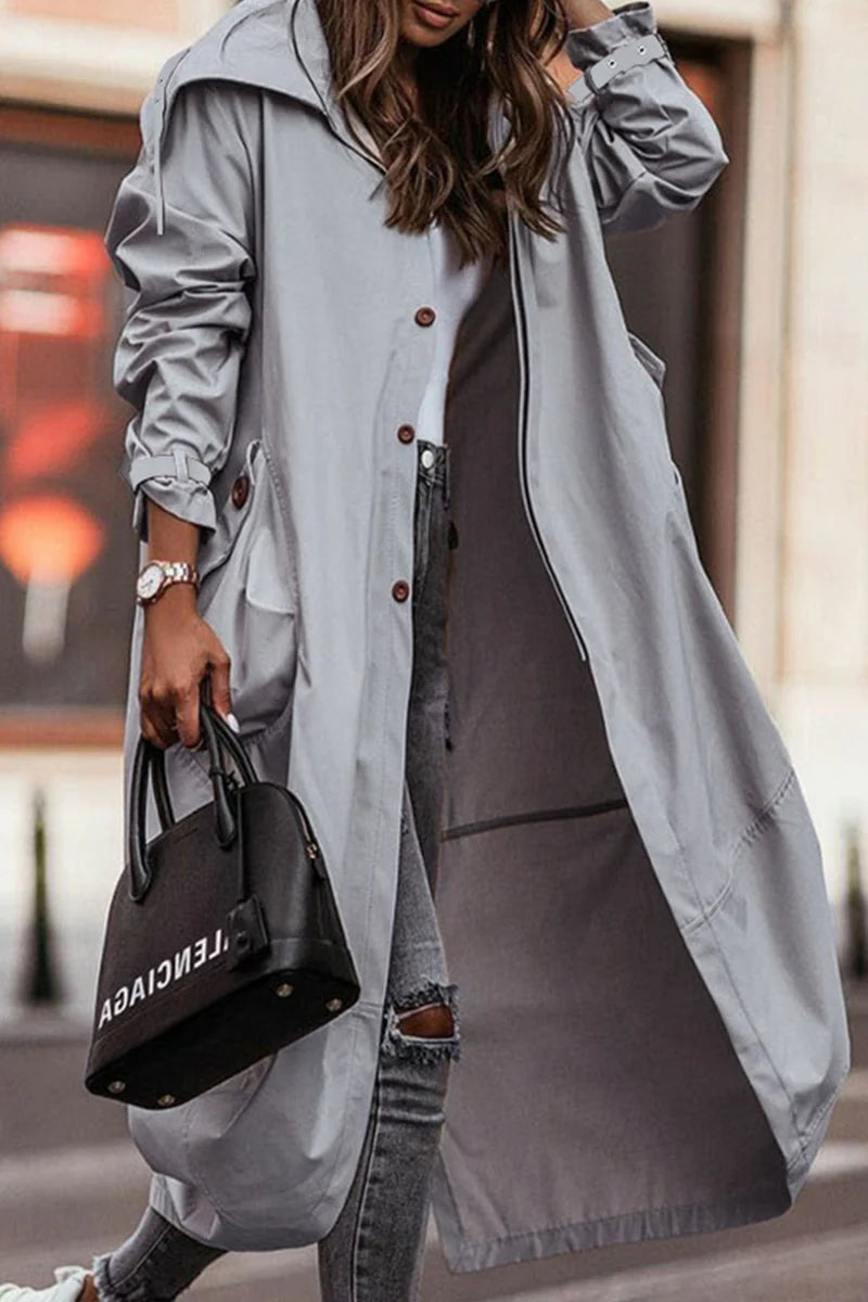 Solid Patchwork Turndown Collar Outerwear I361