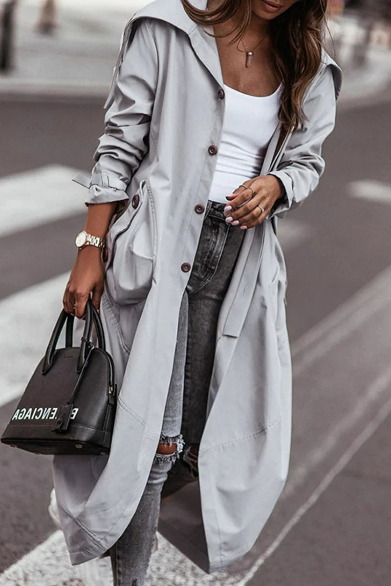 Solid Patchwork Turndown Collar Outerwear I361
