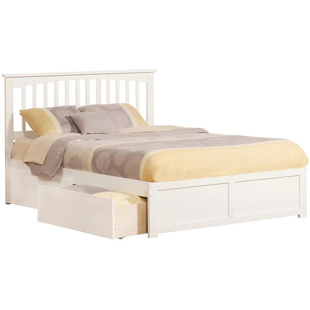 White Solid Wood King Storage Bed T1411