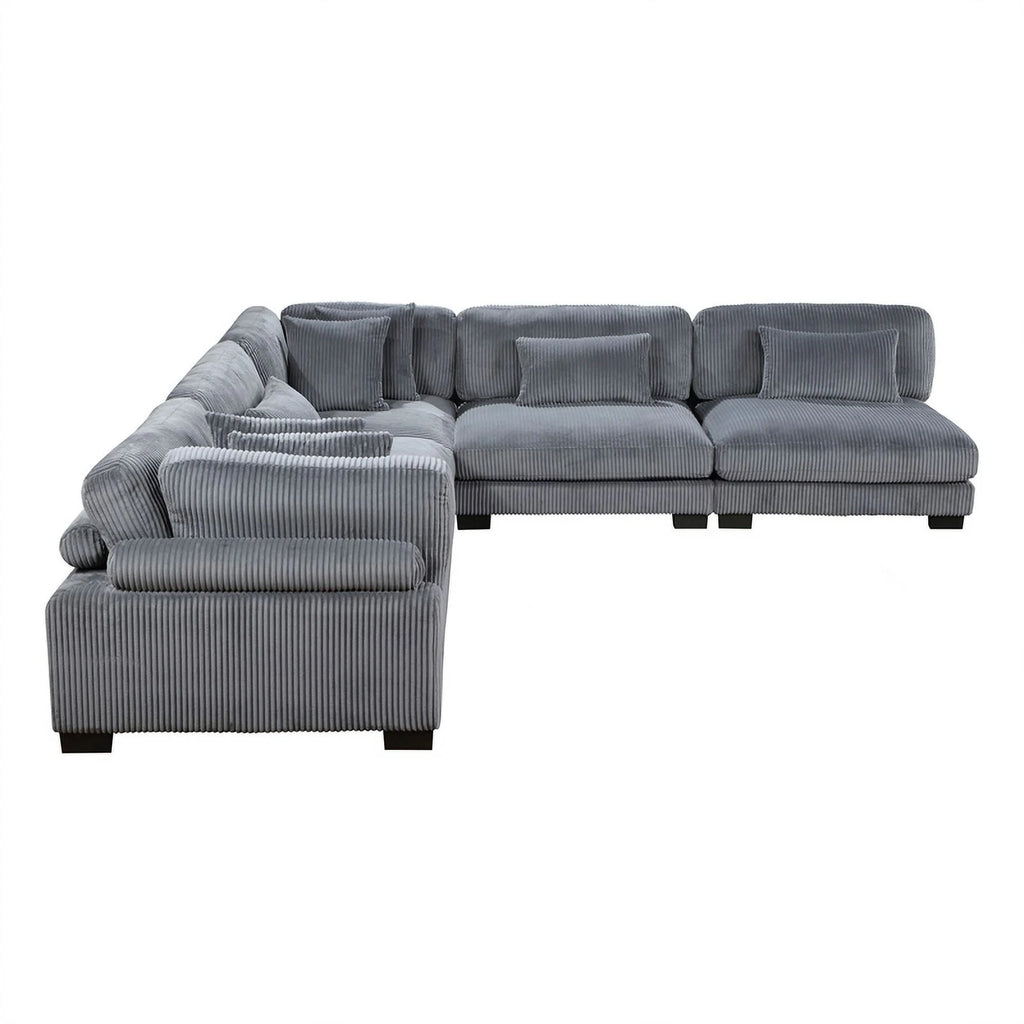 5-Piece Gray Corduroy Upholstered Modular Sectional R57107