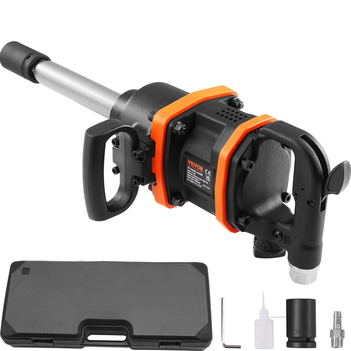 1 Inch Pneumatic Impact Wrench with 8 Inch Extended Anvil & Carrying Case I664932