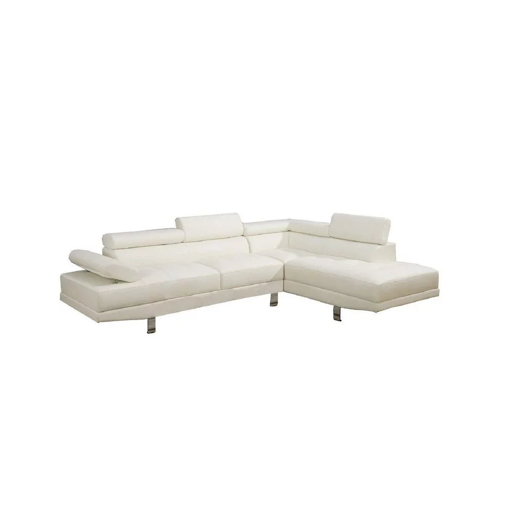 Faux Leather Sectional Sofa with Adjustable Headrest M906224
