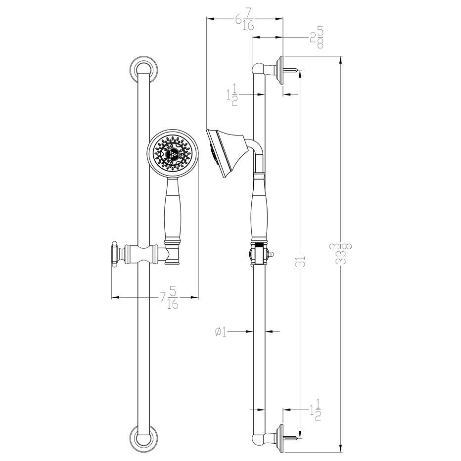 Brushed Nickel Multifunction Handshower with Slide Bar P8085
