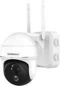 Wireless Outdoor Security Camera with 360° PTZ, Battery Powered, 1080P Night Vision, IP66 Waterproof W890484