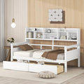 Twin Size Wood Daybed with Shelf and 2 Storage Drawers F90988