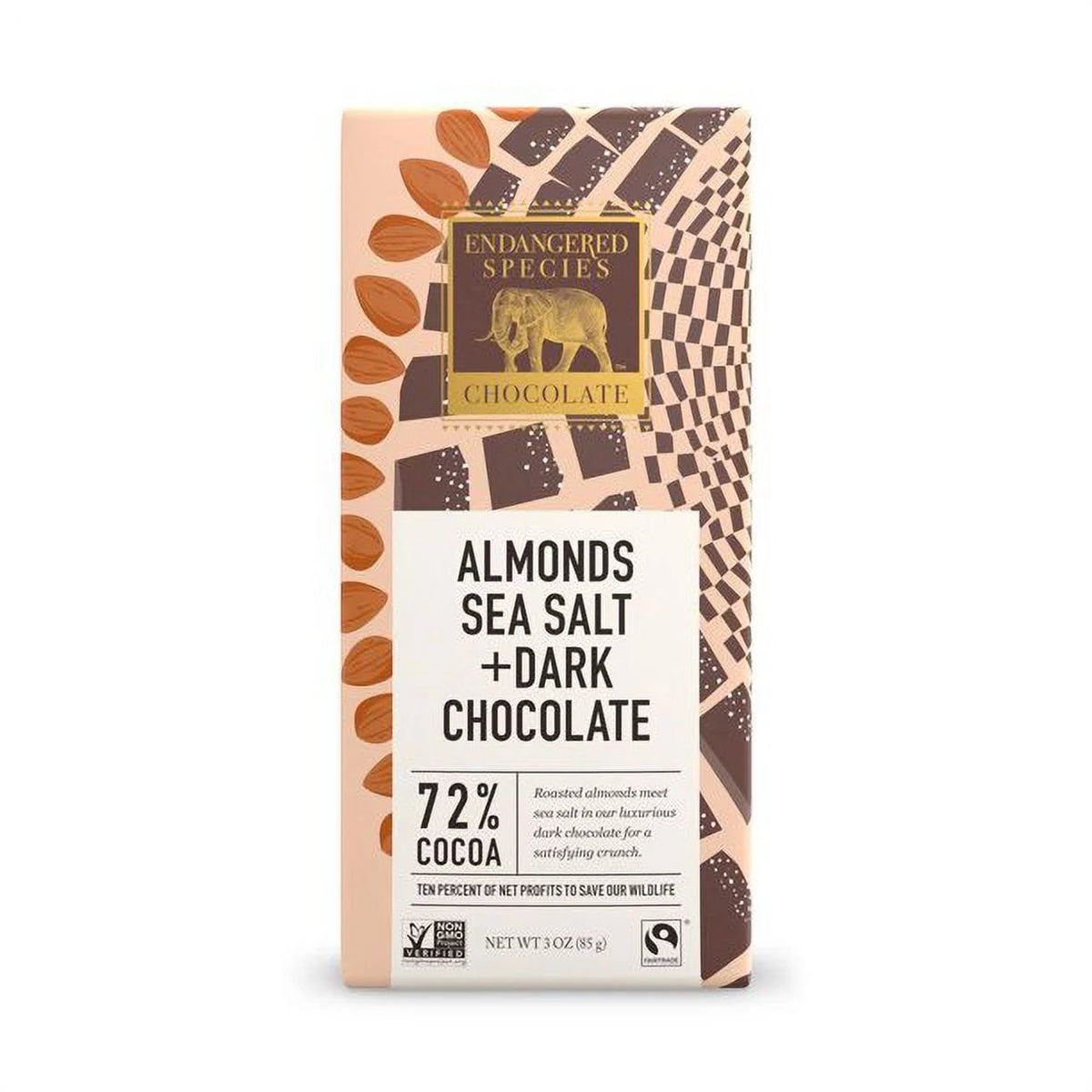 Dark Chocolate Almonds Bar 3 oz Pack of 12 F60169