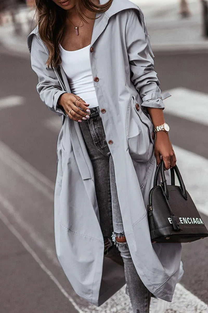 Solid Patchwork Turndown Collar Outerwear I361