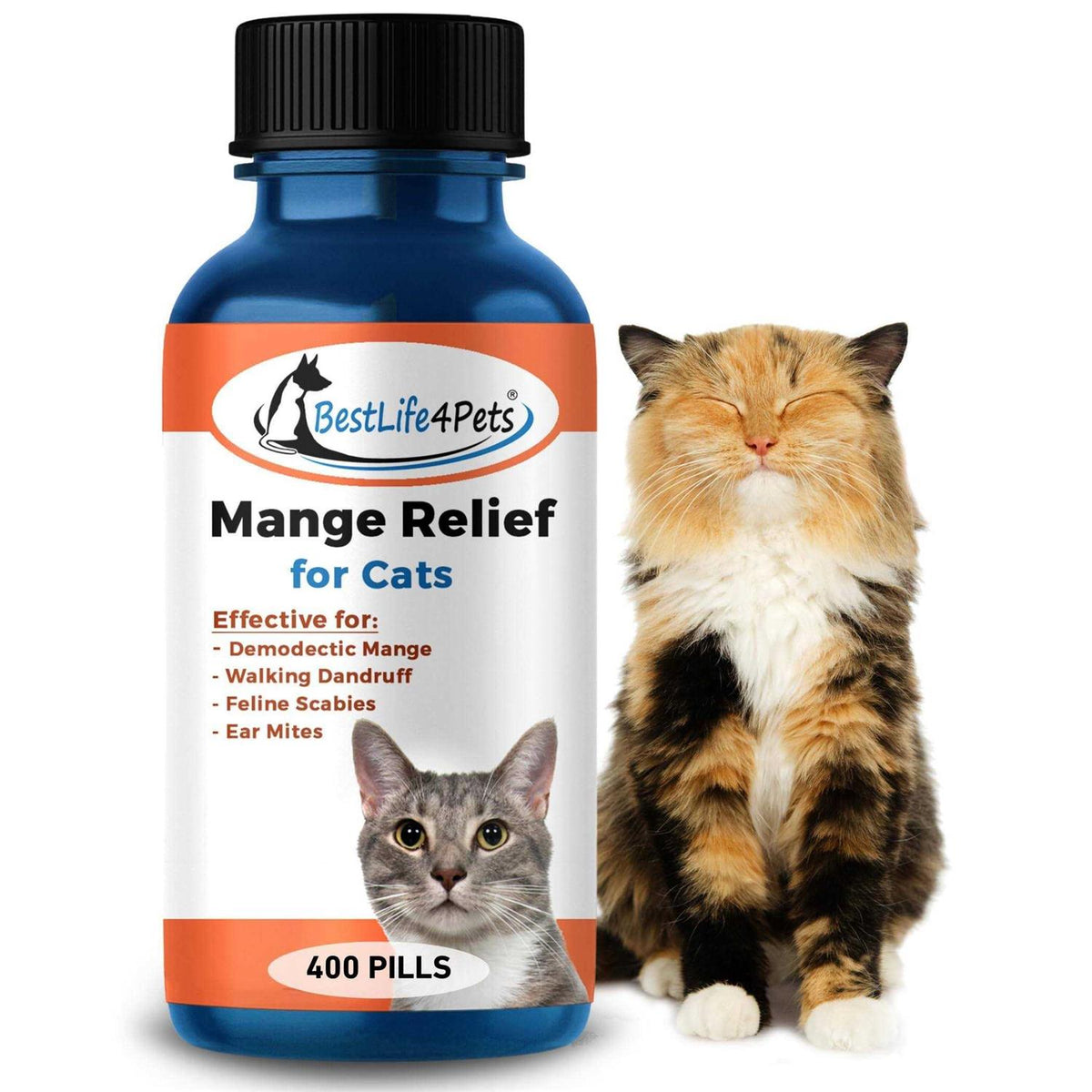 Demodectic Mange and Scabies Relief for Cats Ear Mites & Itch Relief Supplements A4056