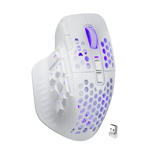 Black Wireless MMO Gaming Mouse with 9 Side Buttons, 24000 DPI, Triple Connectivity, RGB S543