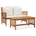 2 Piece Acacia Wood Outdoor Lounge Set with Cream Cushions H24568
