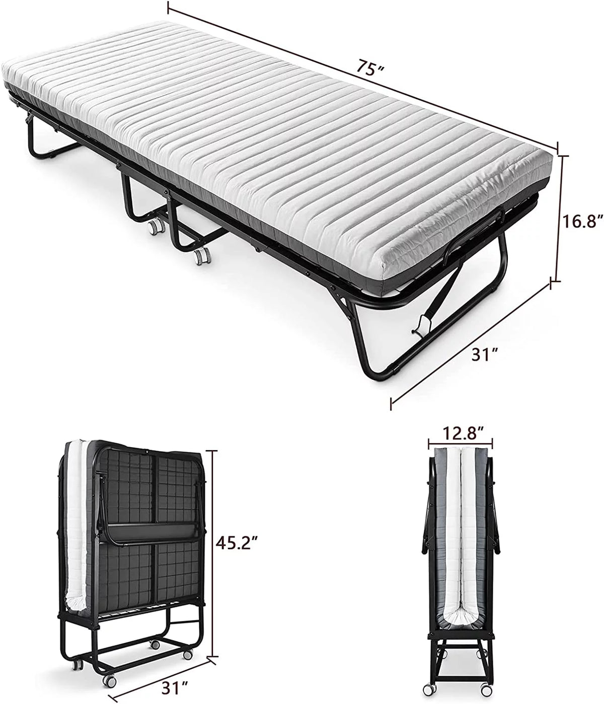 Folding Bed with Memory Foam Mattress E8651