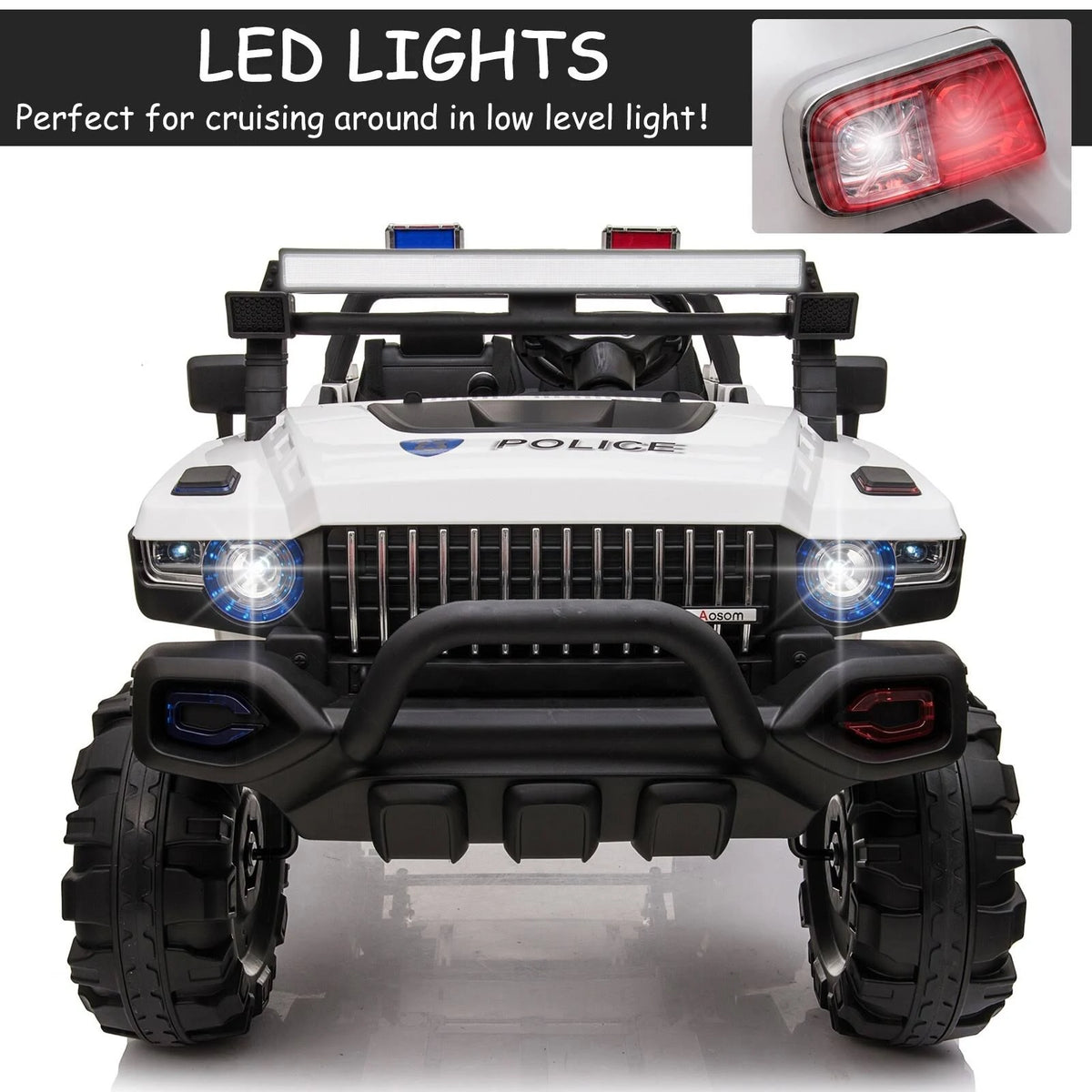 Red 12V Kids Electric 2-Seater Ride on Police Car SUV Truck Toy with Parental Remote Control Z561429