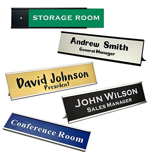 Custom Aluminum Desk Name Plate with Laser Engraved Text Z89034